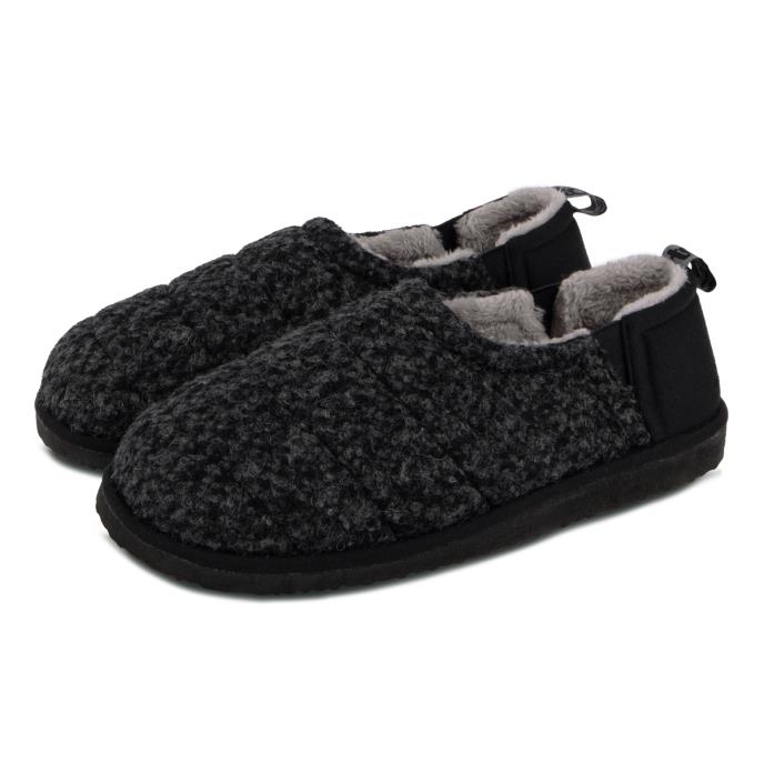 totes Mens Quilted Full Back Slipper With EVA Sole Black Extra Image 2